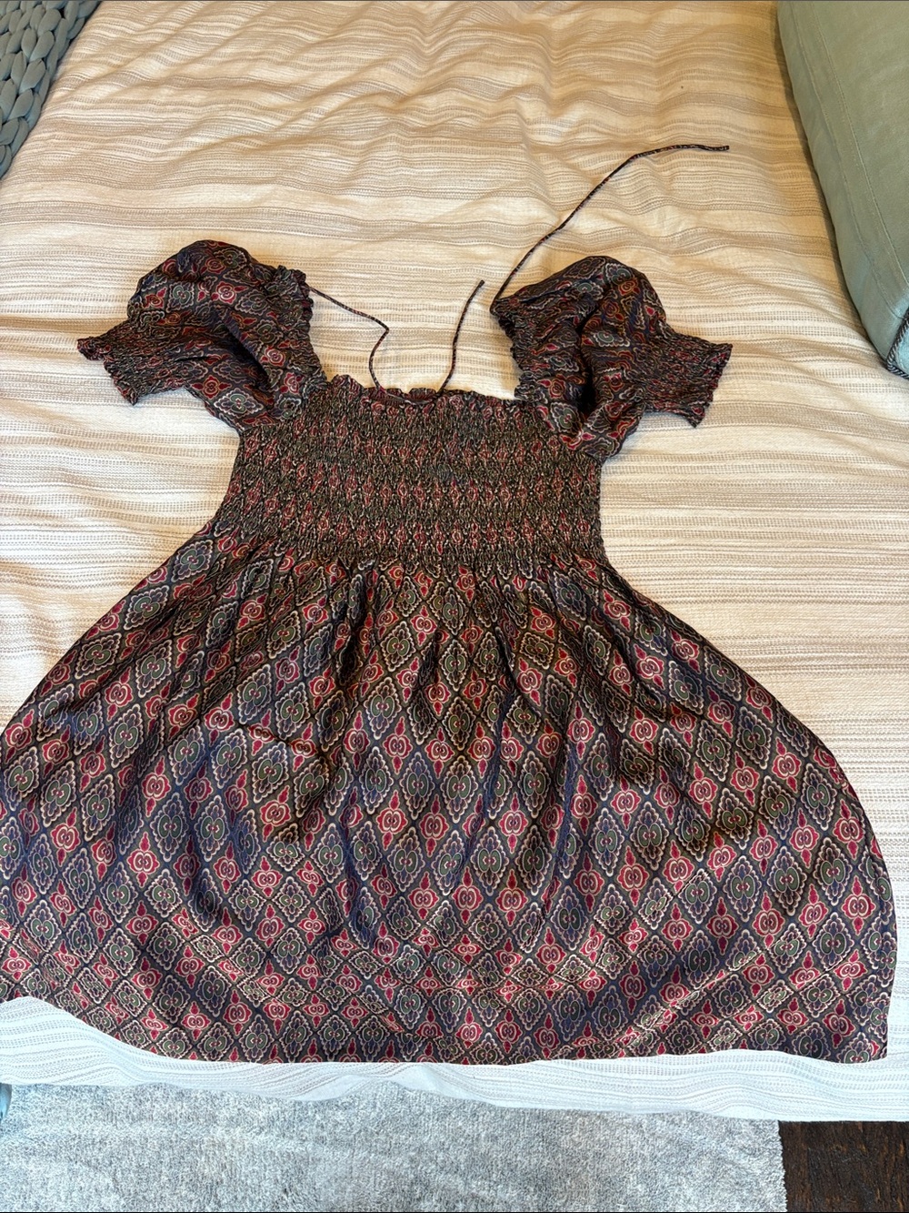 Hill House Multi-Color Smocked Mini Dress